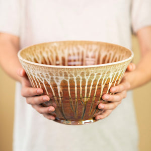 Large Ceramic Serving Bowl - Golden Amber