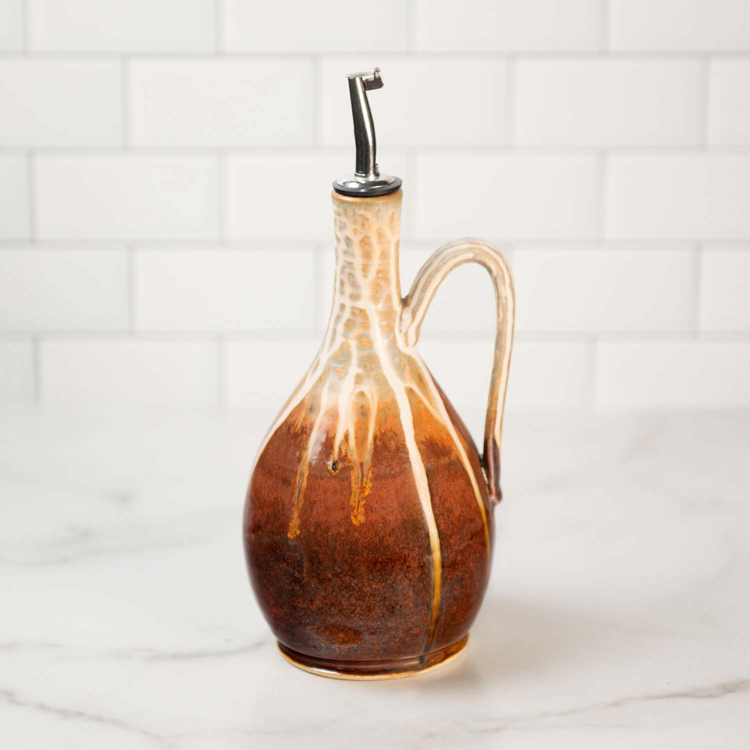 Ceramic Olive Oil Dispenser - Golden Amber | Oil Bottle | Oil Cruet