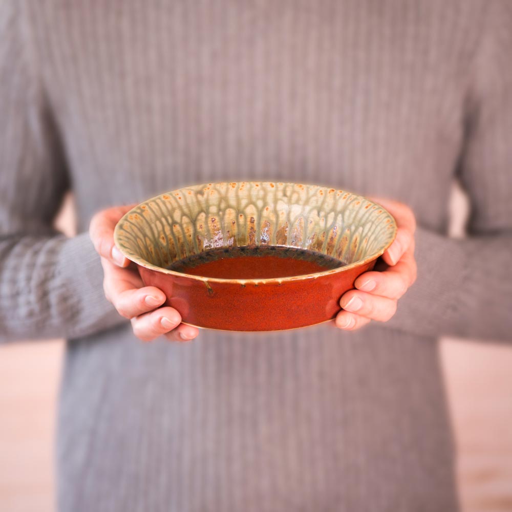 Pottery Glazed Stoneware Casserole Baking Dish, OS, Earth Tones shops