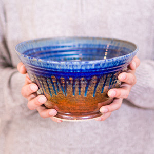 Large Ceramic Serving Bowl - Amber Blue