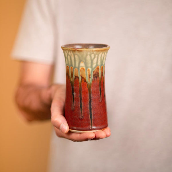 Shop 13 oz. Handmade Rustic Red Ceramic Tumbler Vase - 1 - Blanket Creek Pottery 