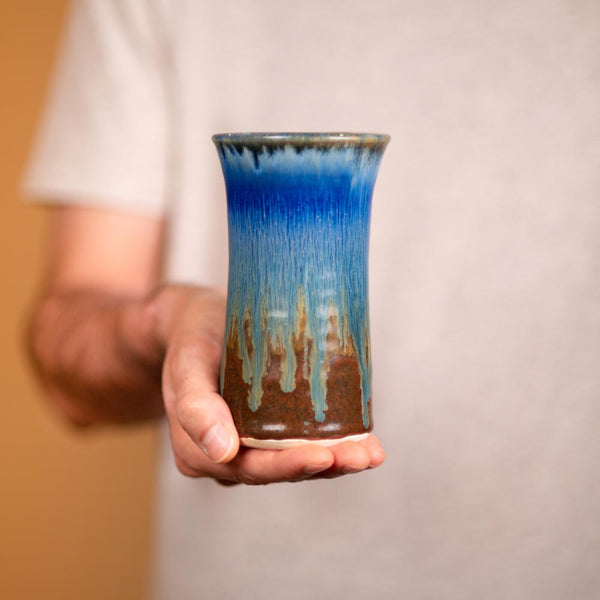 Shop 13 oz. Handmade Amber Blue Ceramic Tumbler Vase - 1 - Blanket Creek Pottery 
