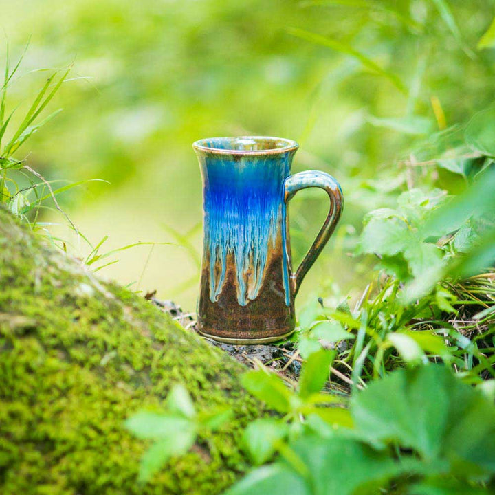 Buy 13 oz. Straight Handmade Amber Blue Ceramic Mug - 6 - Blanket Creek Pottery 