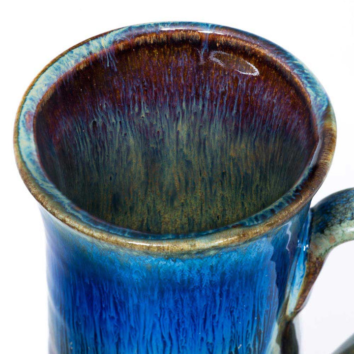 Buy 13 oz. Straight Handmade Amber Blue Ceramic Mug - 4 - Blanket Creek Pottery 