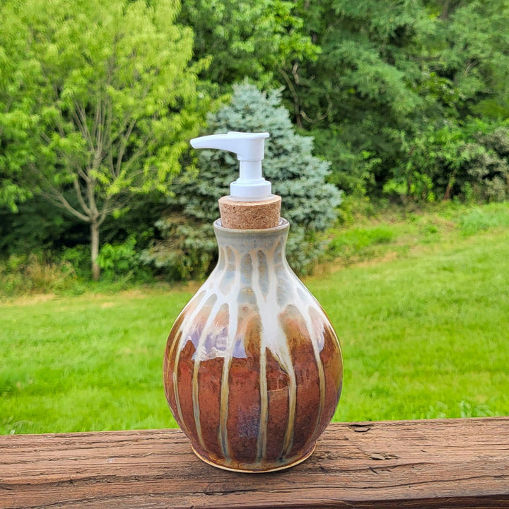 Buy 14.5 oz. Golden Amber Ceramic Soap Dispenser Bottle - 8 - Blanket Creek Pottery 