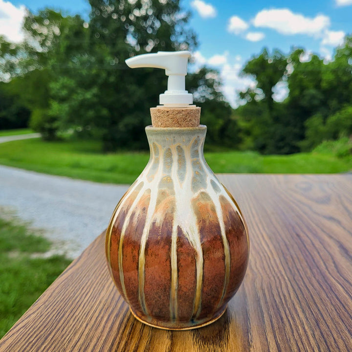 Buy 14.5 oz. Golden Amber Ceramic Soap Dispenser Bottle - 7 - Blanket Creek Pottery 