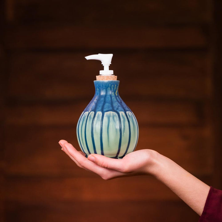 Buy 14.5 oz. Blue Mint Green Ceramic Soap Dispenser Bottle - 1 - Blanket Creek Pottery 
