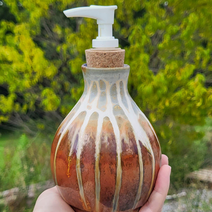 Buy 14.5 oz. Golden Amber Ceramic Soap Dispenser Bottle - 9 - Blanket Creek Pottery 