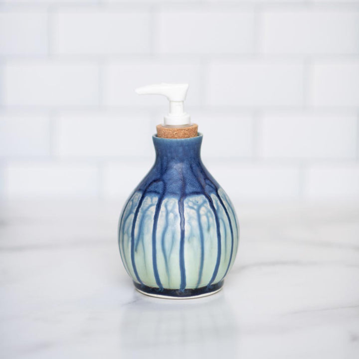 Buy 14.5 oz. Blue Mint Green Ceramic Soap Dispenser Bottle - 2 - Blanket Creek Pottery 