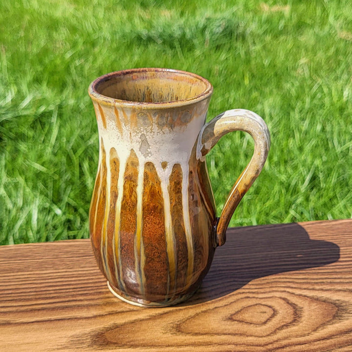 Shop 15 oz. Golden Amber Handmade Curved Ceramic Mug - 6 - Blanket Creek Pottery 