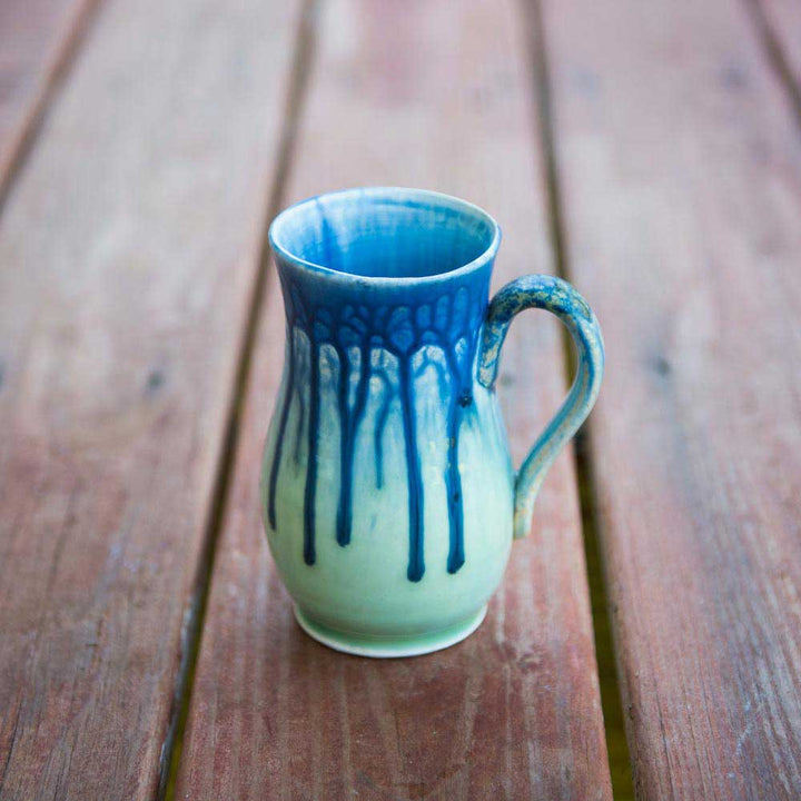 Shop 15 oz. Blue Mint Green Handmade Curved Ceramic Mug - 2 - Blanket Creek Pottery 