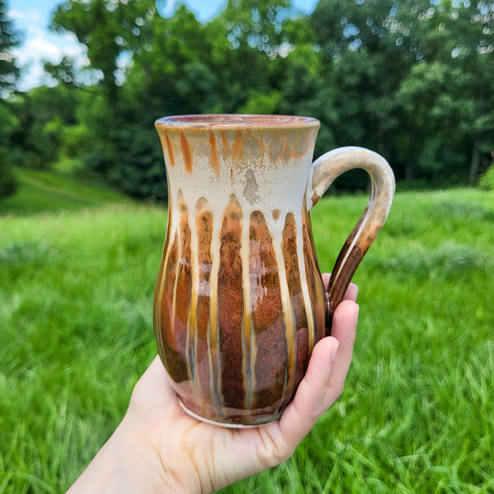 Shop 15 oz. Golden Amber Handmade Curved Ceramic Mug - 4 - Blanket Creek Pottery 