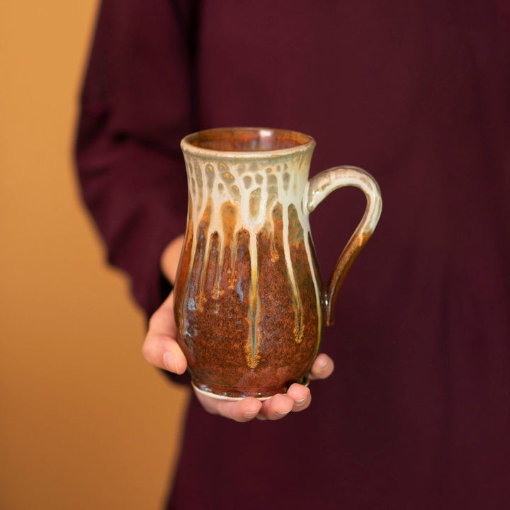 Shop 15 oz. Golden Amber Handmade Curved Ceramic Mug - 1 - Blanket Creek Pottery 