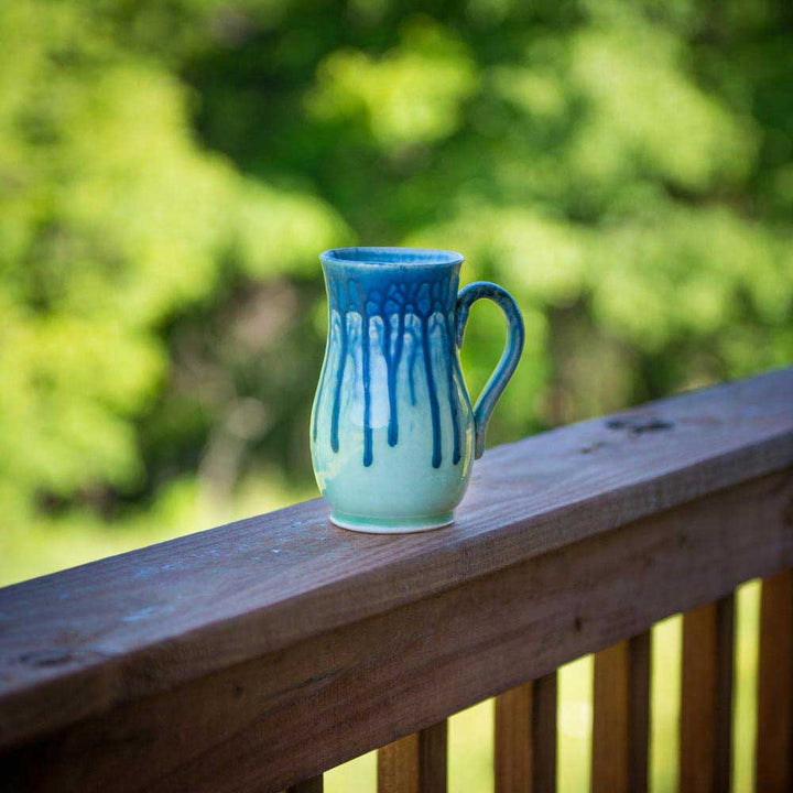 Shop 15 oz. Blue Mint Green Handmade Curved Ceramic Mug - 6 - Blanket Creek Pottery 