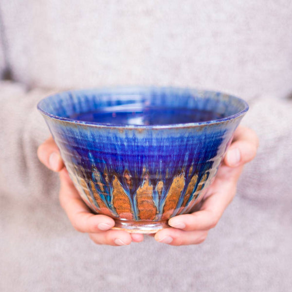 Buy Small 48 oz. Amber Blue Handmade Ceramic Serving Bowl - 1 - Blanket Creek Pottery 