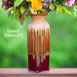 Tall Cylinder Vase - Burgundy & Golden Amber