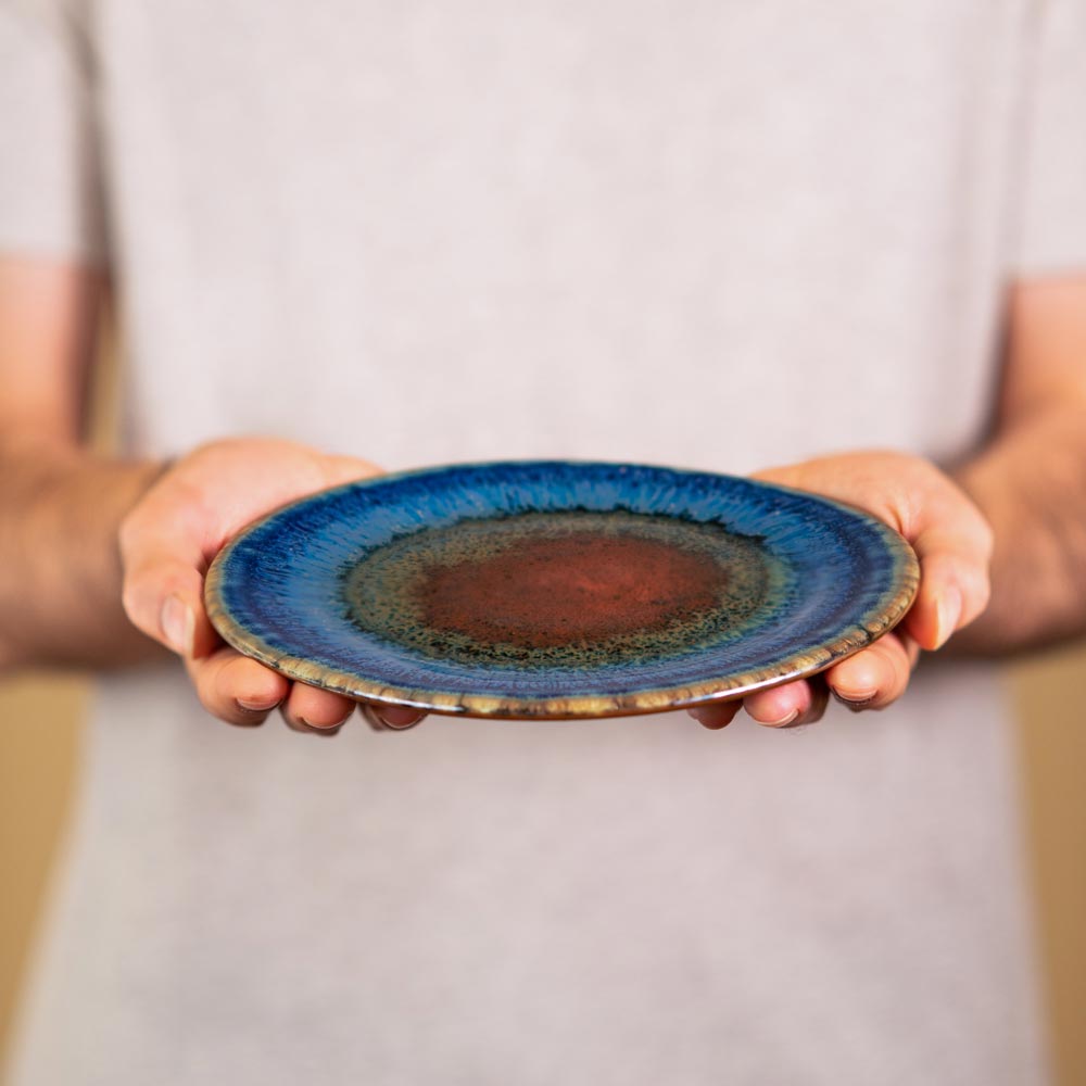 Ceramic Salad Plates - Amber Blue | Ceramic Dessert Plates