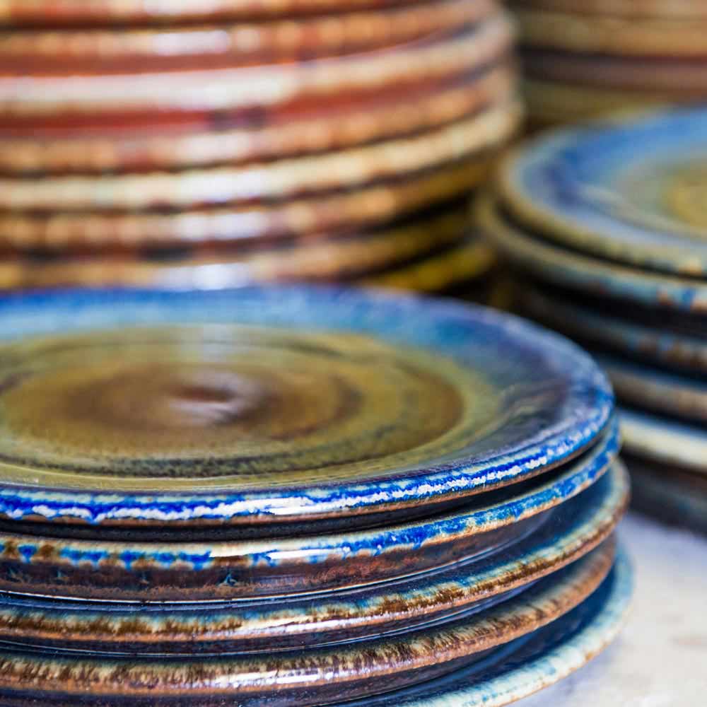 Ceramic Salad Plates - Amber Blue | Ceramic Dessert Plates