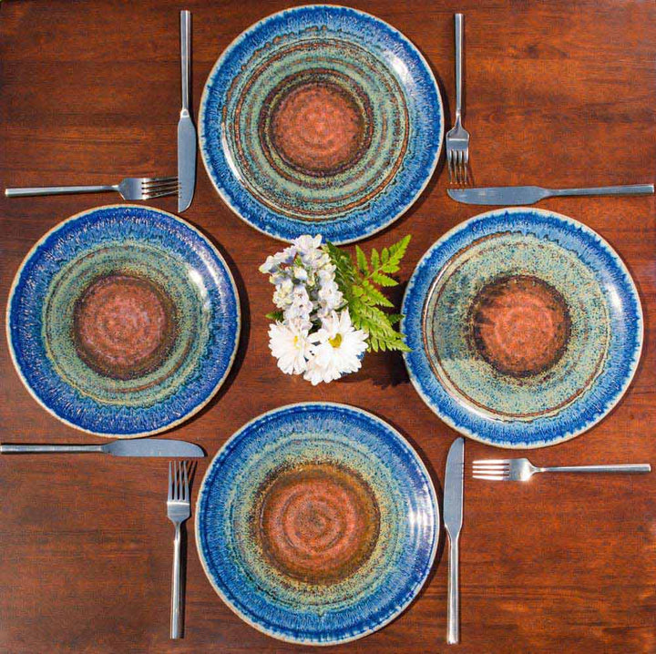 Purchase Amber Blue Handmade Ceramic Dinner Plate - 8 - Blanket Creek Pottery 