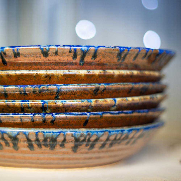 Buy Amber Blue Handmade Ceramic Pasta Serving Bowl - 7 - Blanket Creek Pottery 