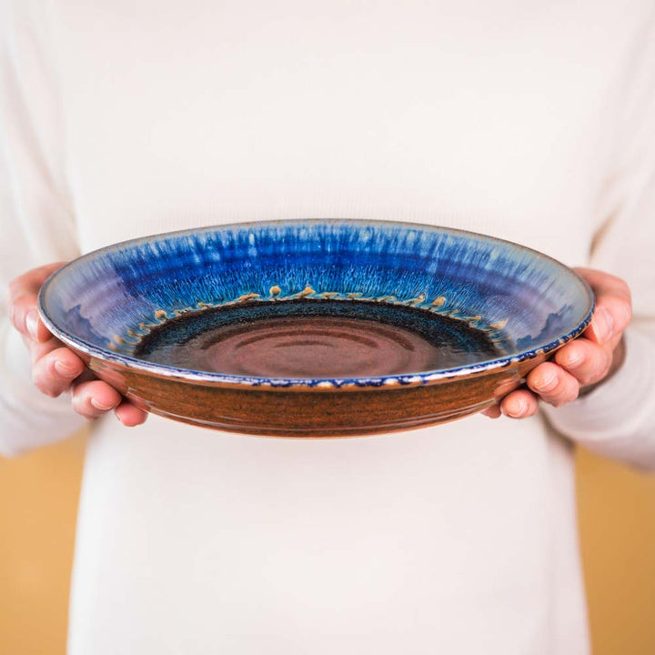 Buy Amber Blue Handmade Ceramic Pie Plate / Baking Dish - 1 - Blanket Creek Pottery 