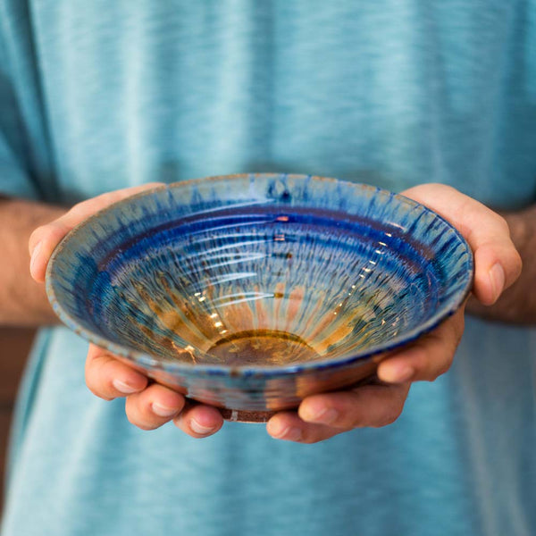 Shop Amber Blue Handmade Ceramic Salad Bowl - 1 - Blanket Creek Pottery 