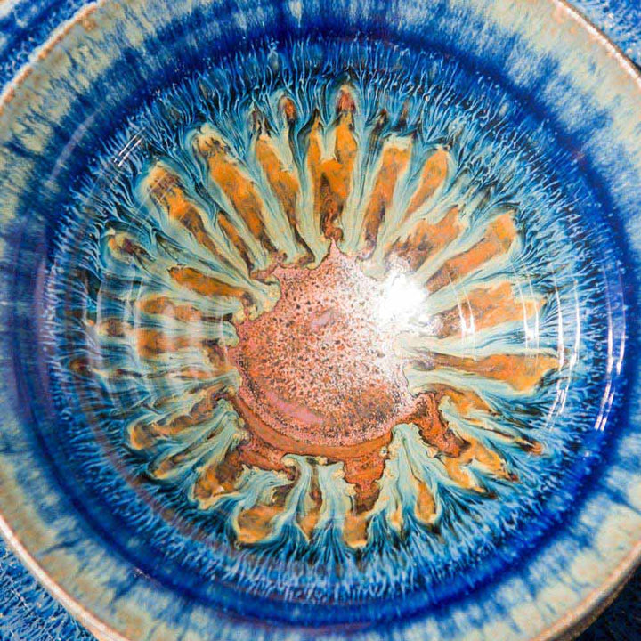 Shop Amber Blue Handmade Ceramic Salad Bowl - 4 - Blanket Creek Pottery 