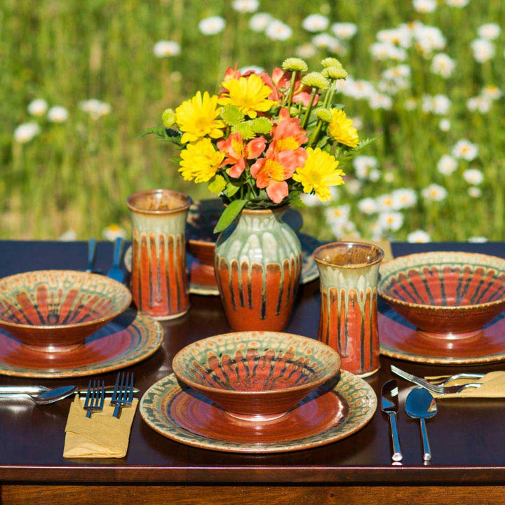 Shop Rustic Red Handmade Ceramic Salad Bowl - 3 - Blanket Creek Pottery 