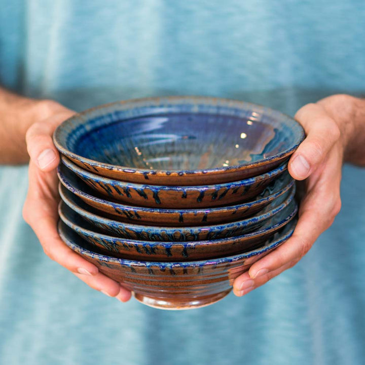 Shop Amber Blue Handmade Ceramic Salad Bowl - 2 - Blanket Creek Pottery 