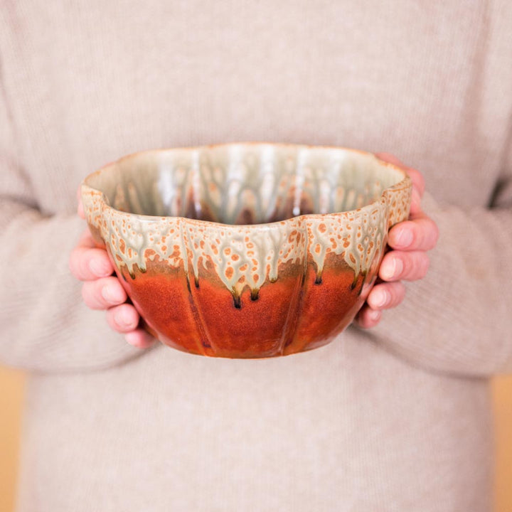 Buy Ceramic Rustic Red Set of 3 Flower Shaped Nesting Bowls - 3 - Blanket Creek Pottery 