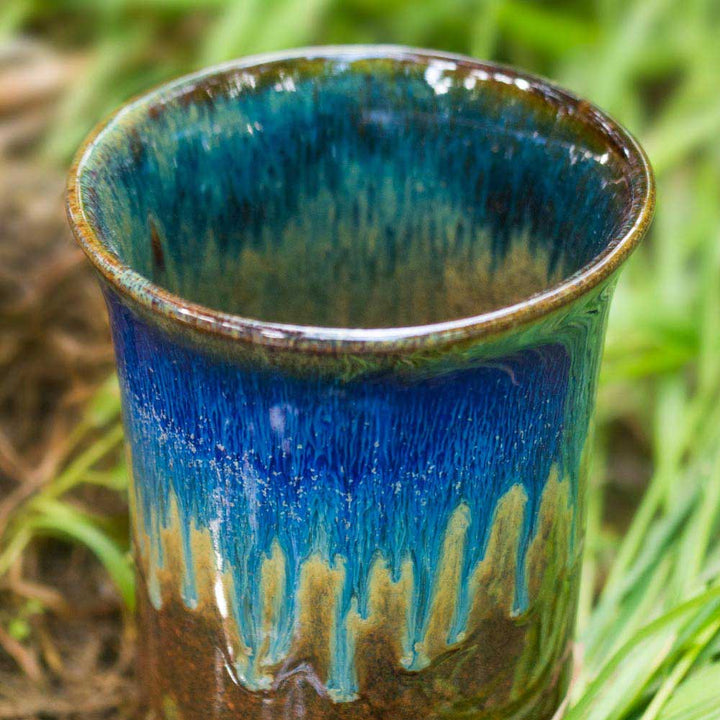 Purchase Amber Blue Ceramic Utensil Holder - 3 - Blanket Creek Pottery 