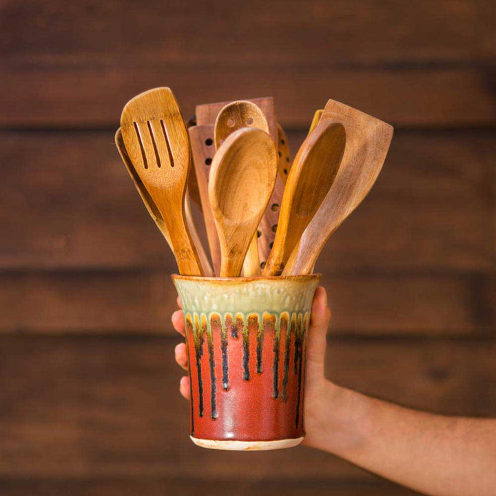 Purchase Rustic Red Ceramic Utensil Holder - 1 - Blanket Creek Pottery 