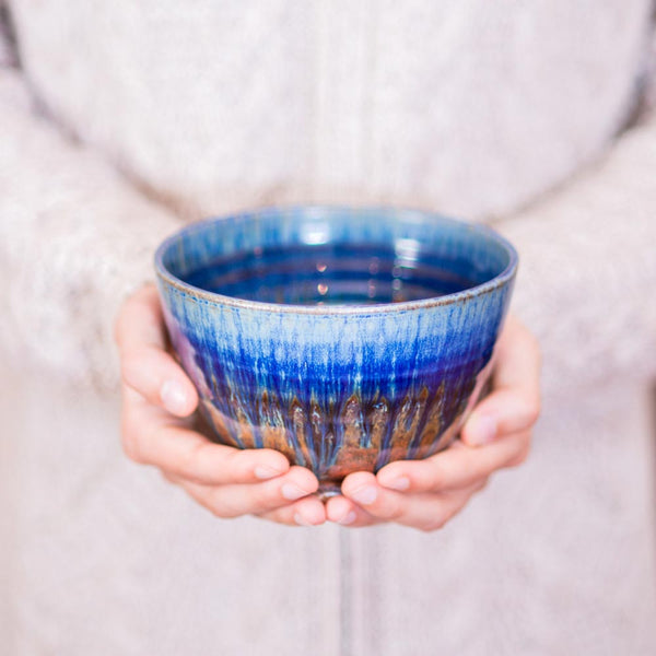 Shop Amber Blue Handmade Ceramic Cereal/Soup Bowl - 1 - Blanket Creek Pottery 