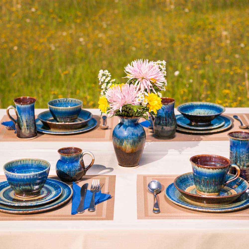 Handmade Ceramic Vase - Amber Blue | Classic Pottery Vase