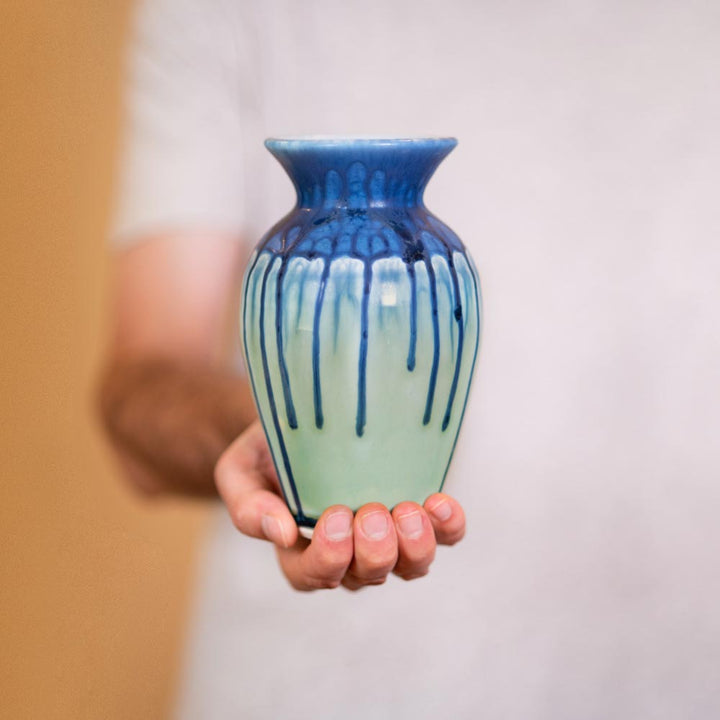 Shop Blue Mint Green Classic Handmade Ceramic Vase - 1 - Blanket Creek Pottery 