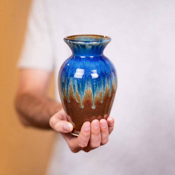 Shop Amber Blue Classic Handmade Ceramic Vase - 1 - Blanket Creek Pottery 