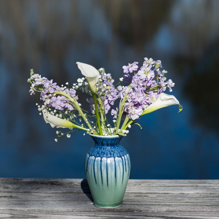 Shop Blue Mint Green Classic Handmade Ceramic Vase - 6 - Blanket Creek Pottery 