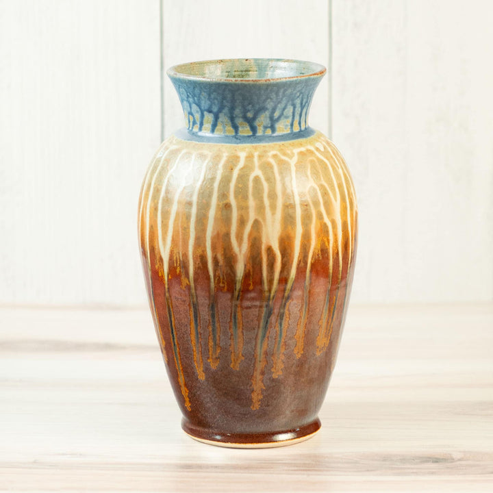 Shop Classic Golden Amber & Blue Ceramic Large Vase - 1 - Blanket Creek Pottery 