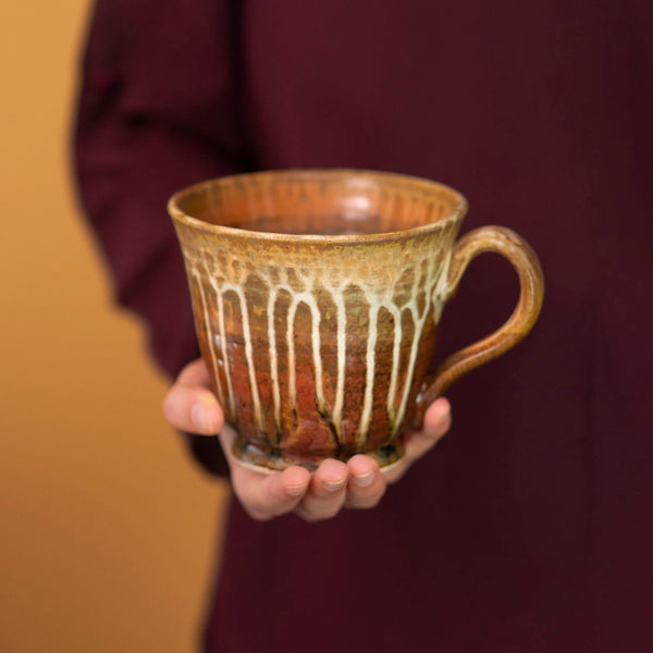 Buy Large Golden Amber Handmade Ceramic Coffee & Soup Mug - 1 - Blanket Creek Pottery 