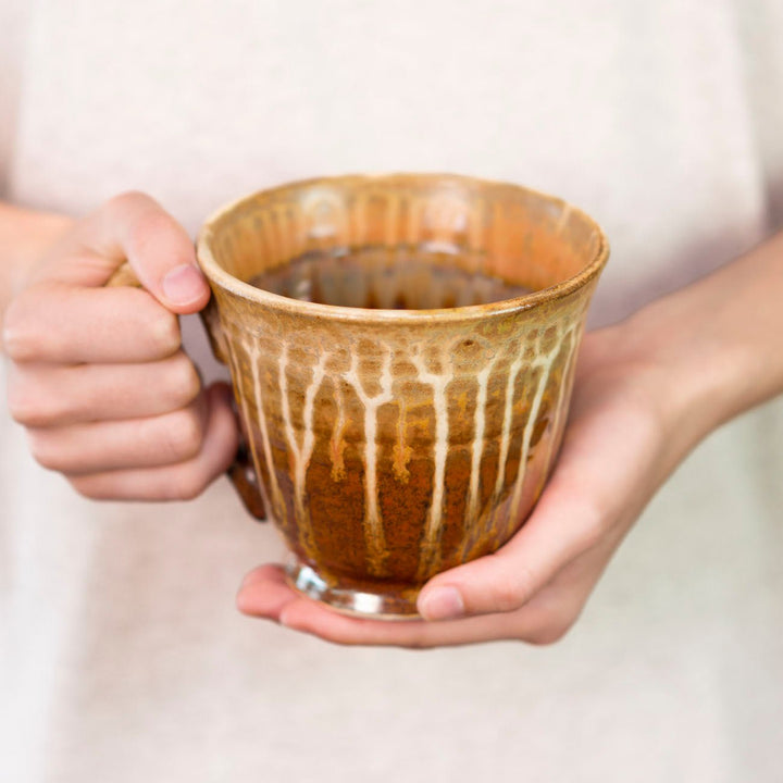 Buy Large Golden Amber Handmade Ceramic Coffee & Soup Mug - 2 - Blanket Creek Pottery 