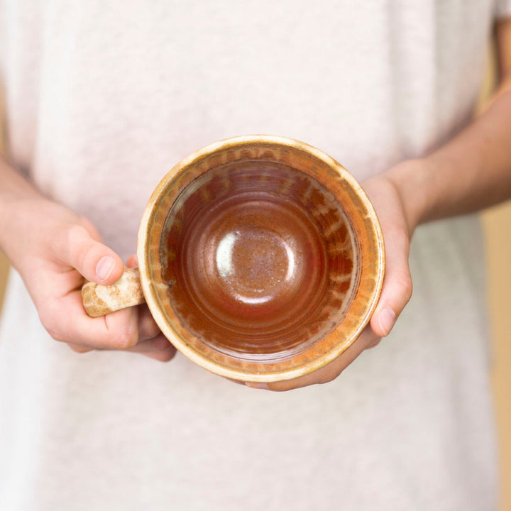 Buy Large Golden Amber Handmade Ceramic Coffee & Soup Mug - 3 - Blanket Creek Pottery 