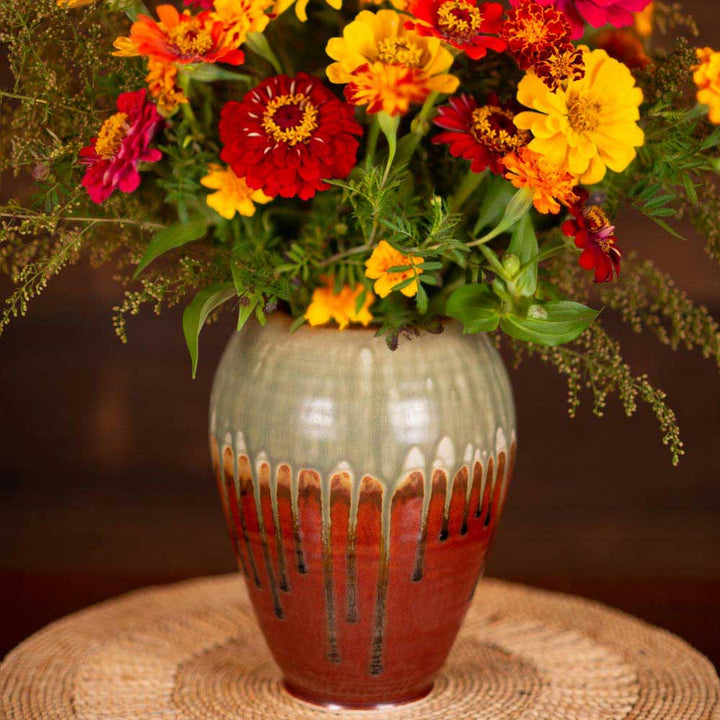 Purchase Large Rustic Red Handmade Ceramic Round Vase - 8 - Blanket Creek Pottery 