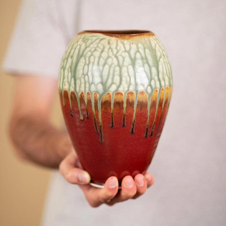 Purchase Large Rustic Red Handmade Ceramic Round Vase - 2 - Blanket Creek Pottery 