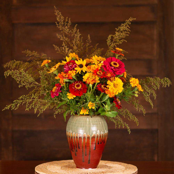 Purchase Large Rustic Red Handmade Ceramic Round Vase - 7 - Blanket Creek Pottery 