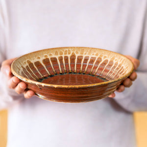 Ceramic Pasta Serving Bowl - Golden Amber
