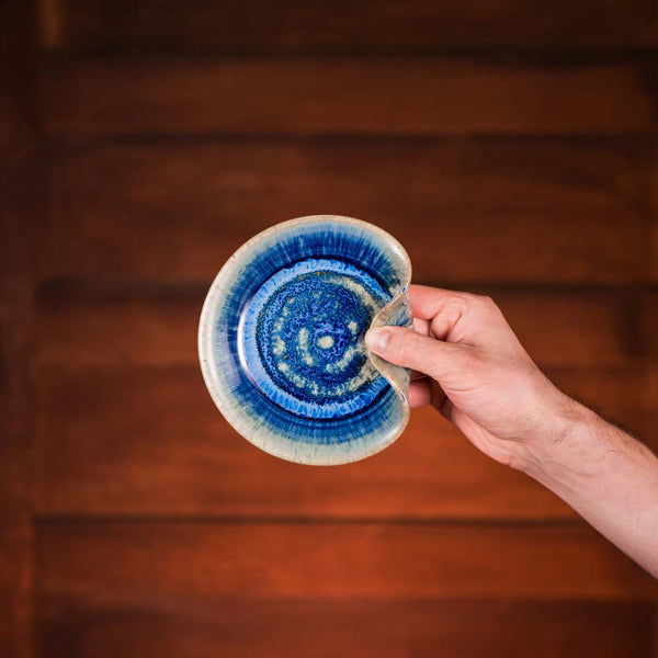 Shop Large Handmade Blue Ceramic Spoon Rest - 1 - Blanket Creek Pottery 