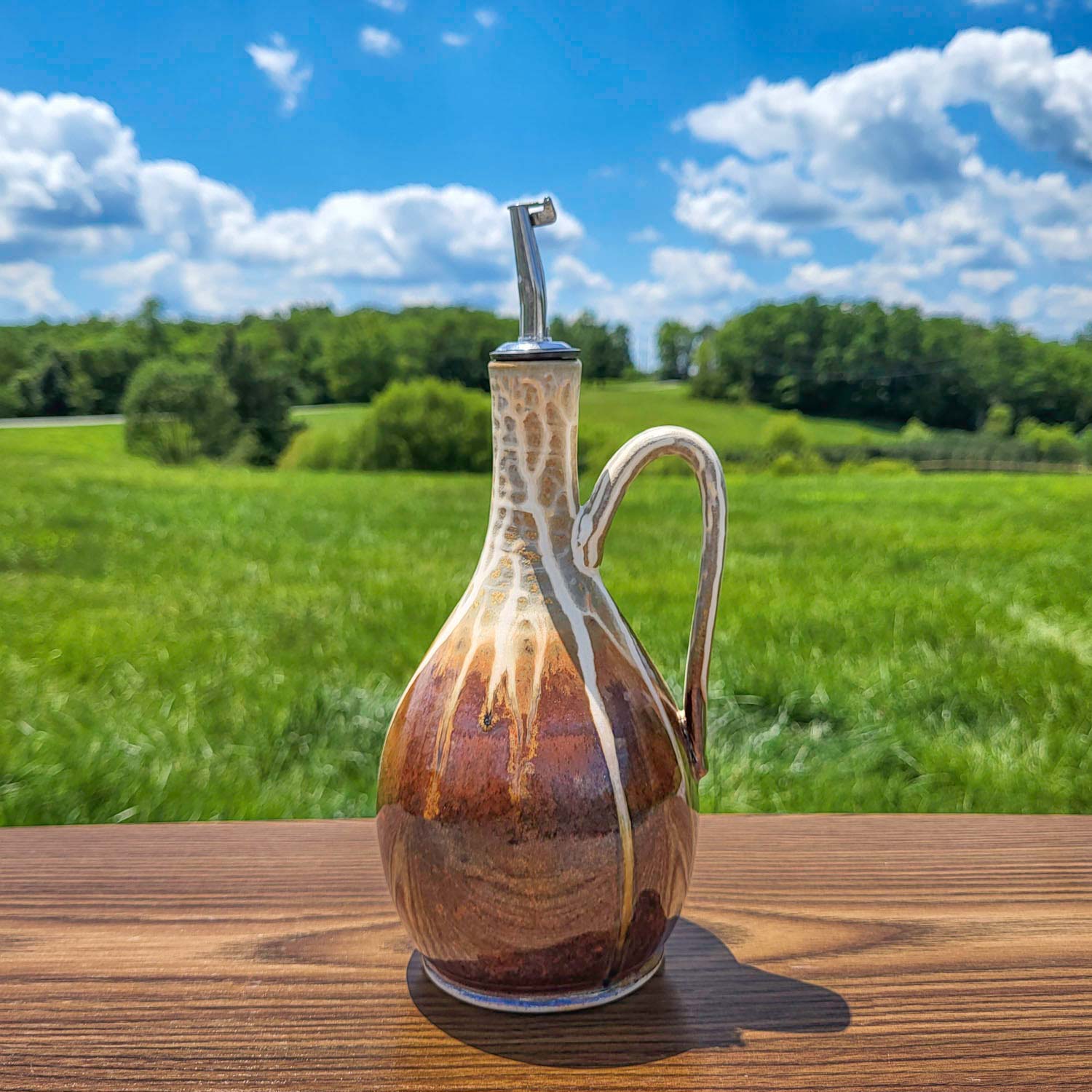 Ceramic Olive Oil Dispenser - Golden Amber | Oil Bottle | Oil Cruet