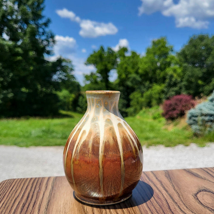 Shop Golden Amber Round Handmade Ceramic Bud Vase - 8 - Blanket Creek Pottery 