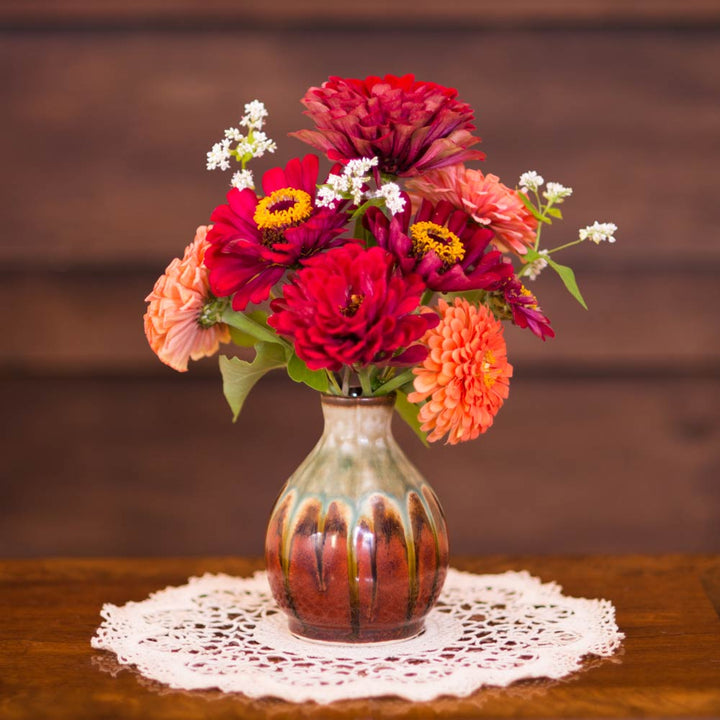 Shop Rustic Red Round Handmade Ceramic Bud Vase - 1 - Blanket Creek Pottery 