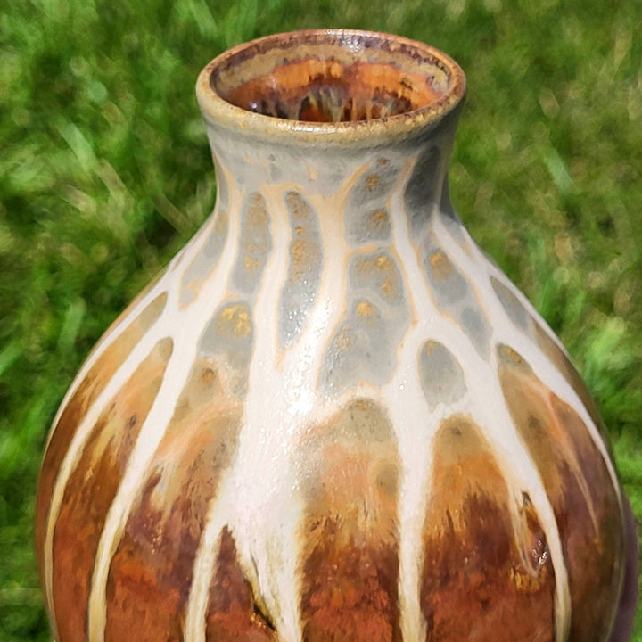 Shop Golden Amber Round Handmade Ceramic Bud Vase - 7 - Blanket Creek Pottery 